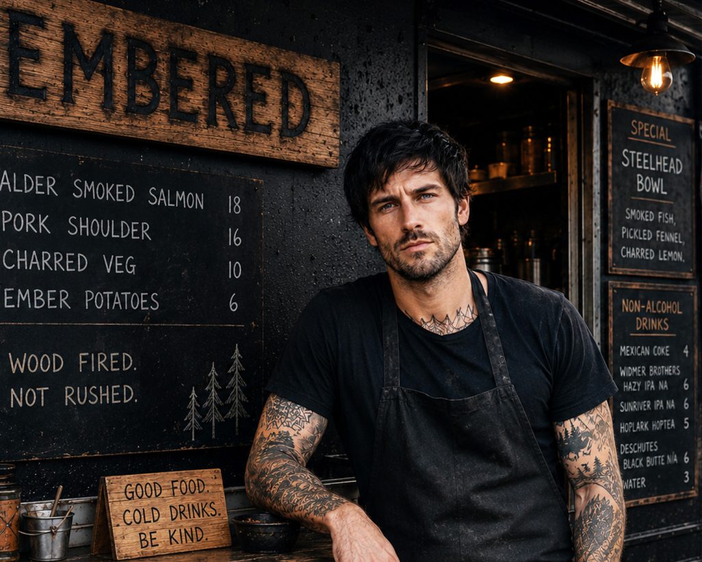 Ash Calder - Chef and Owner of Embered at Prost Marketplace in Portland, Oregon - from the Bridgetown Chronicles cozy mystery series
