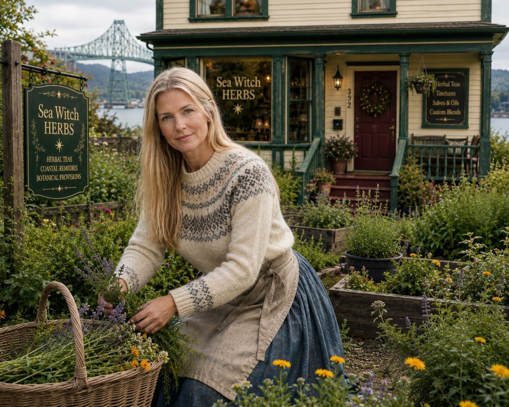 Hedvig Sunde at Sea Witch Herbs - Astoria, Oregon - from the Bridgetown Chronicles cozy mystery series