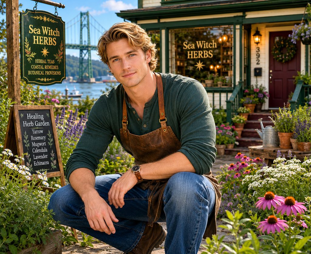 Jesse Timber at Sea Witch Herbs - Astoria, Oregon  - from the Bridgetown Chronicles cozy mystery series
