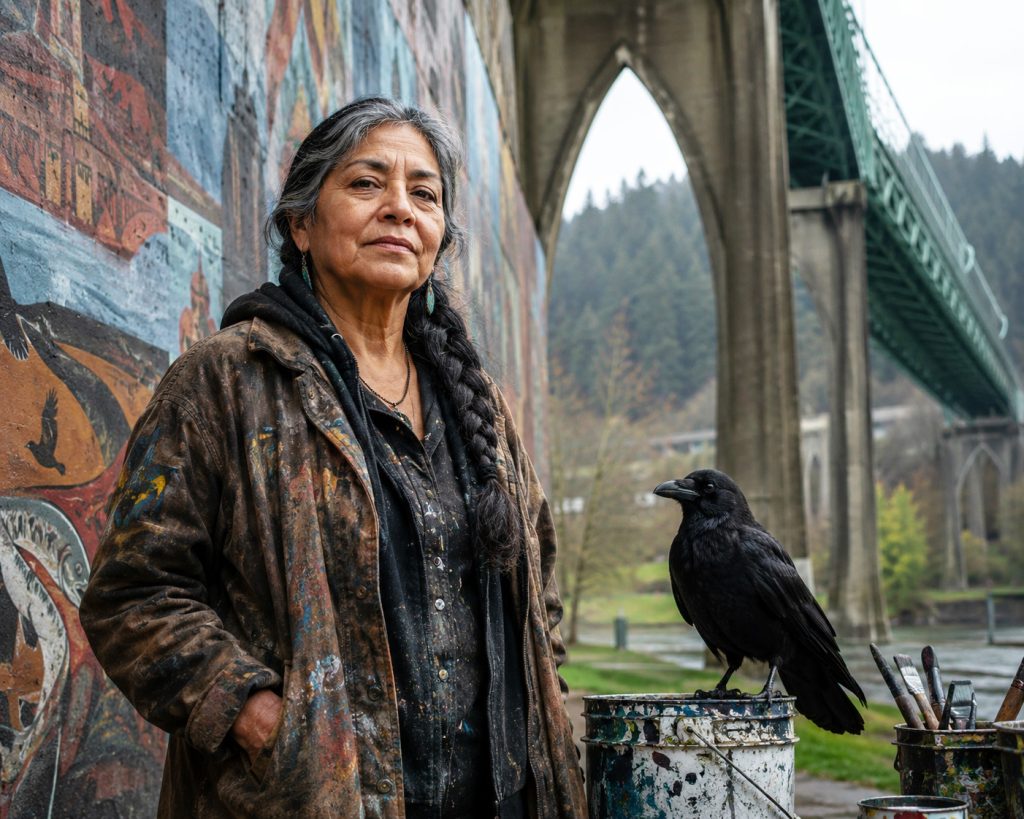 Lena Navarro and Cuervo at Cathedral Park - from the Bridgetown Chronicles cozy