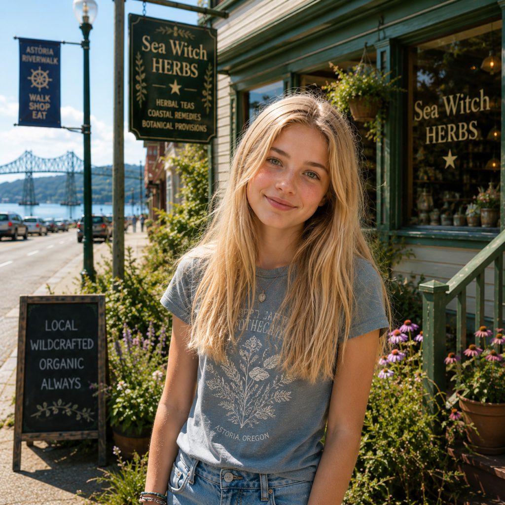 Rainey Rouge at Sea Witch Herbs - Astoria, Oregon  - from the Bridgetown Chronicles cozy mystery series