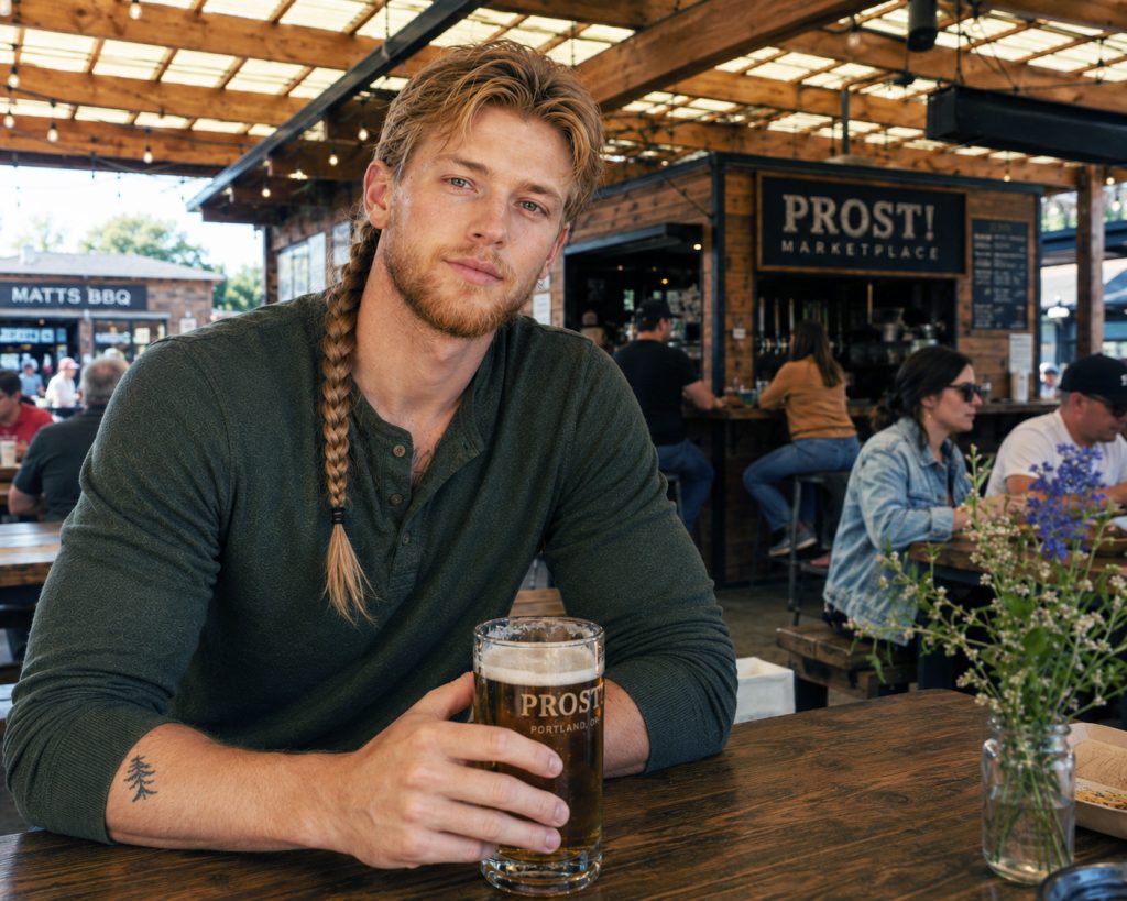 Sebastian Tabor at Prost Marketplace - Portland, Oregon - from the Bridgetown Chronicles cozy mystery series