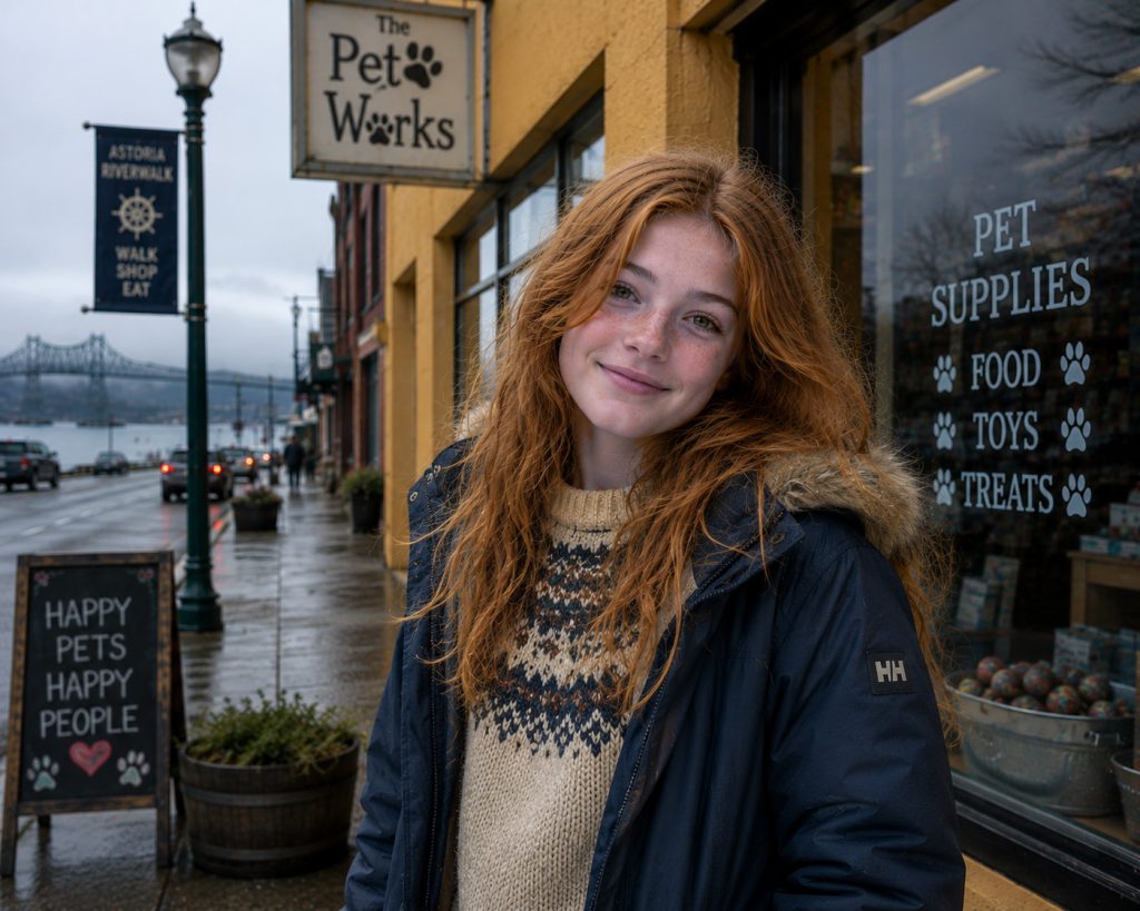 Storm Higgins at The Pet Works - Astoria, Oregon  - from the Bridgetown Chronicles cozy mystery series