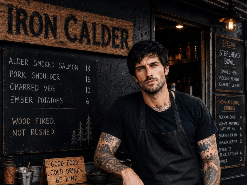 Ash Calder - Chef and Owner of Iron Calder Bridgetown Marketplace in Portland, Oregon - from the Bridgetown Chronicles cozy mystery series